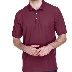 Classic Burgundy 100% Cotton Polo Shirt - Size Small